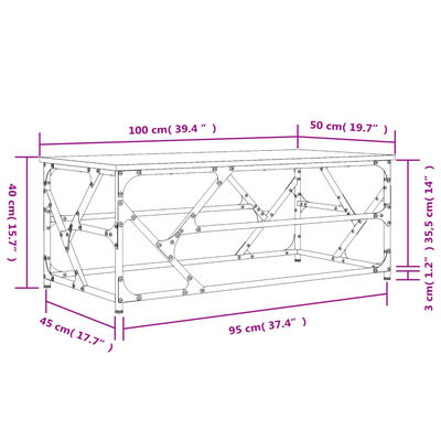 vidaXL Couchtisch Grau Sonoma 100x50x40 cm Holzwerkstoff