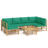 vidaXL 7-tlg. Garten-Lounge-Set mit Grünen Kissen Bambus