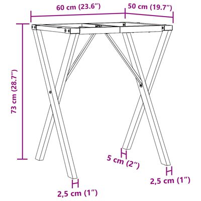 vidaXL Esstisch-Gestell in X-Form 60x50x73 cm Gusseisen