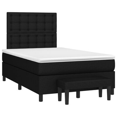 vidaXL Boxspringbett mit Matratze Schwarz 120x200 cm Stoff