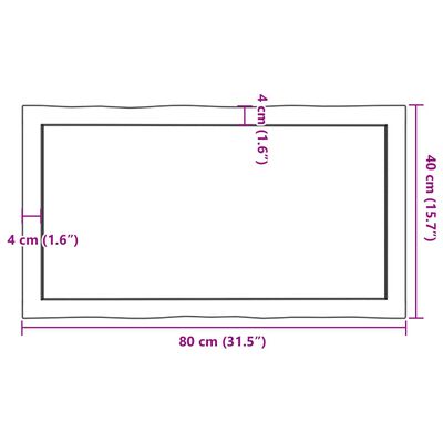 vidaXL Tischplatte 80x40x(2-4) cm Massivholz Behandelt Baumkante