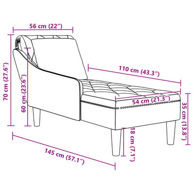 vidaXL Chaiselongue mit Kissen und Rechter Armlehne Weinrot Samt