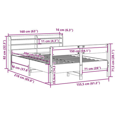 vidaXL Massivholzbett ohne Matratze Weiß 150x200 cm Kiefernholz