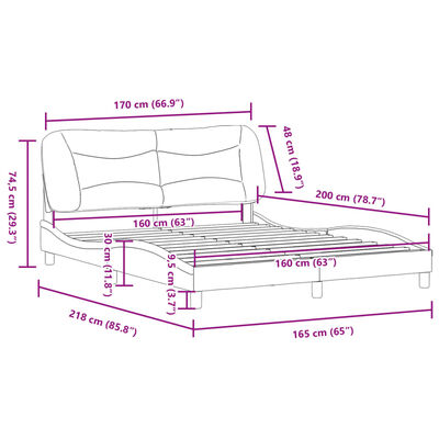 vidaXL Bettgestell mit Kopfteil Cappuccino-Braun 160x200 cm Kunstleder