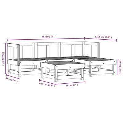 vidaXL 5-tlg. Garten-Lounge-Set Weiß Massivholz Kiefer