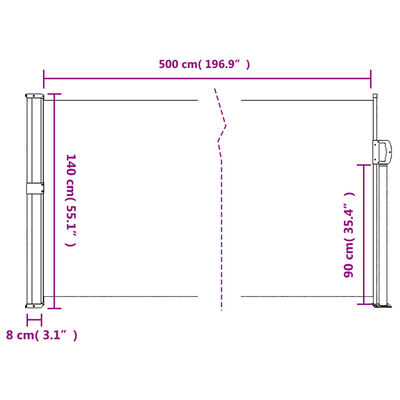 vidaXL Seitenmarkise Ausziehbar Terrakottarot 140x500 cm