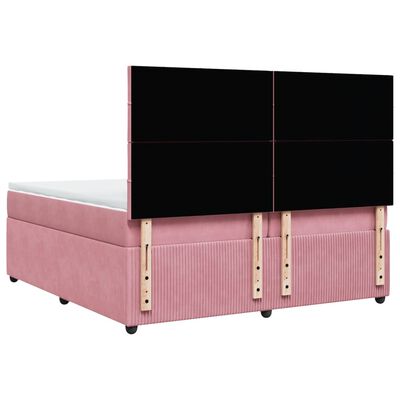 vidaXL Boxspringbett mit Matratze Rosa 200x200 cm Samt