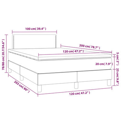 vidaXL Boxspringbett mit Matratze & LED Rosa 120x200 cm Samt