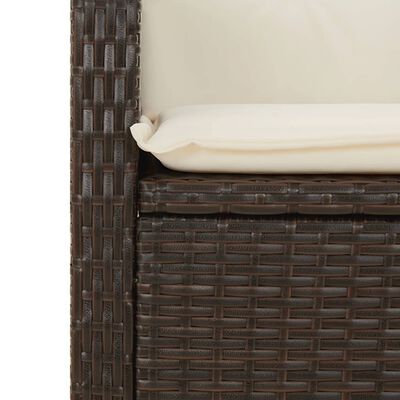 vidaXL 7-tlg. Garten-Essgruppe mit Kissen Braun Poly Rattan