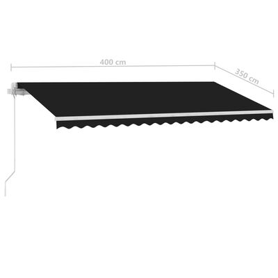 vidaXL Markise Manuell Einziehbar mit LED 400x350 cm Anthrazit