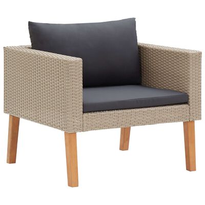 vidaXL 4-tlg. Garten-Lounge-Set mit Auflagen Poly Rattan Beige