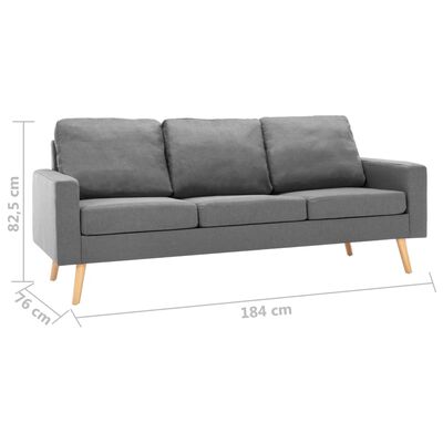 vidaXL 3-Sitzer-Sofa Hellgrau Stoff