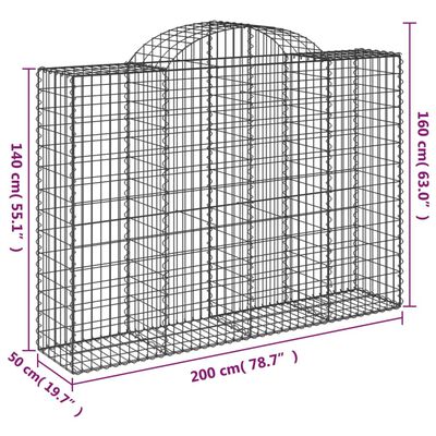 vidaXL Gabionen mit Hochbogen 11Stk. 200x50x140/160cm Verzinktes Eisen