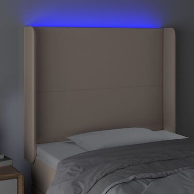 vidaXL LED Kopfteil Cappuccino-Braun 103x16x118/128cm Kunstleder