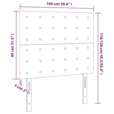 vidaXL LED Kopfteil Dunkelgrau 100x5x118/128 cm Samt