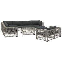 vidaXL 10-tlg. Garten-Lounge-Set mit Auflagen Poly Rattan Grau