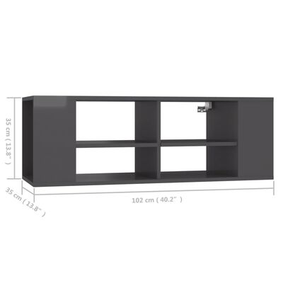 vidaXL TV-Wandschrank Grau 102x35x35 cm Holzwerkstoff