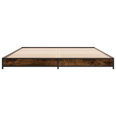 vidaXL Bettgestell Räuchereiche 140x190 cm Holzwerkstoff und Metall