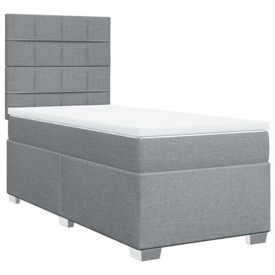 vidaXL Boxspringbett mit Matratze Hellgrau 100x200 cm Stoff