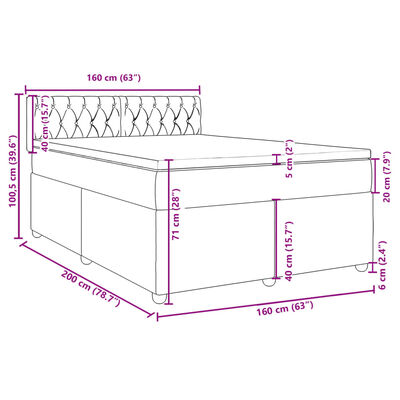 vidaXL Boxspringbett mit Matratze Blau 160x200 cm Stoff