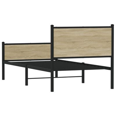 vidaXL Metallbett ohne Matratze Sonoma-Eiche 100x190 cm