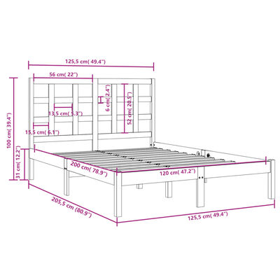 vidaXL Massivholzbett 120x200 cm