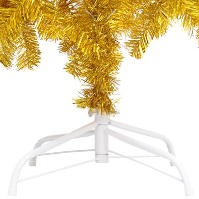 vidaXL Künstlicher Weihnachtsbaum Beleuchtung & Kugeln Gold 150 cm PET