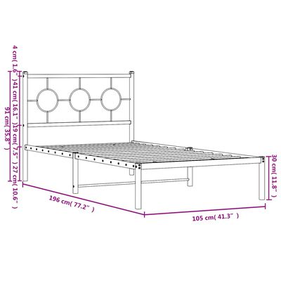 vidaXL Bettgestell mit Kopfteil Metall Schwarz 100x190 cm