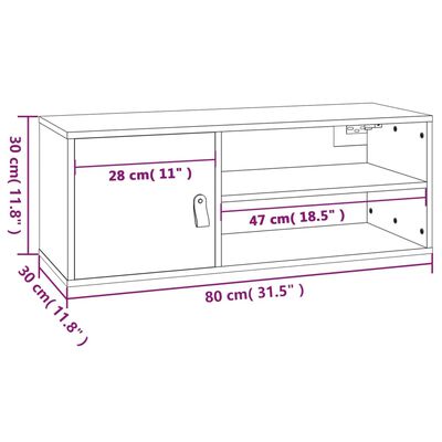 vidaXL Wandschränke 2 Stk. Grau 80x30x30 cm Massivholz Kiefer