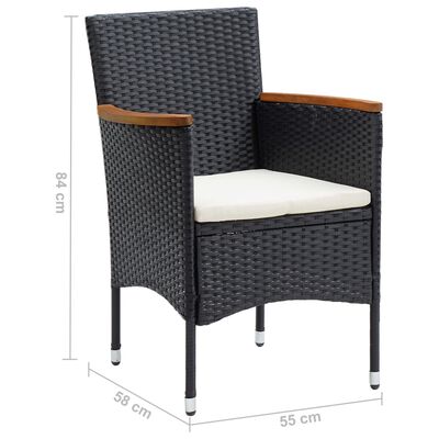 vidaXL 7-tlg. Garten-Essgruppe Poly Rattan Schwarz