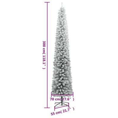 vidaXL Weihnachtsbaum Schlank mit Ständer Beschneit 300 cm PVC