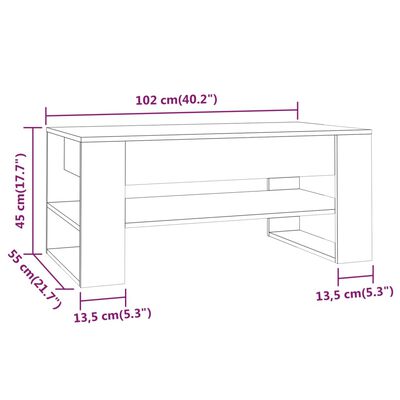 vidaXL Couchtisch Weiß 102x55x45 cm Holzwerkstoff