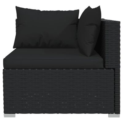 vidaXL 4-tlg. Garten-Lounge-Set mit Auflagen Schwarz Poly Rattan