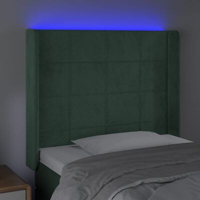 vidaXL LED Kopfteil Dunkelgrün 83x16x118/128 cm Samt