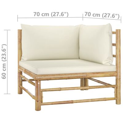 vidaXL 8-tlg. Garten-Lounge-Set mit Cremeweißen Kissen Bambus