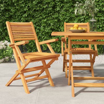 vidaXL Gartenstühle 2 Stk. Klappbar 55x62x90 cm Massivholz Teak