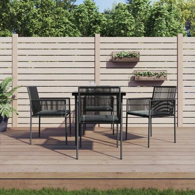 vidaXL 5-tlg. Garten-Essgruppe mit Kissen Schwarz Poly Rattan & Stahl