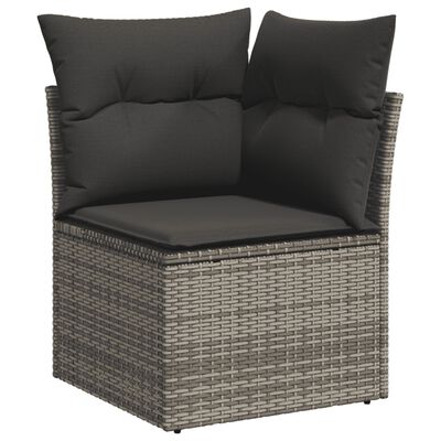 vidaXL 13-tlg. Garten-Sofagarnitur mit Kissen Grau Poly Rattan