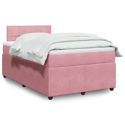 vidaXL Boxspringbett mit Matratze Rosa 120x190 cm Samt