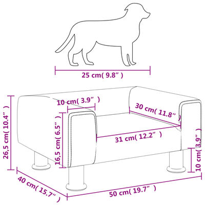 vidaXL Hundebett Hellgrau 50x40x26,5 cm Samt