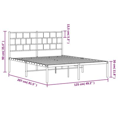 vidaXL Bettgestell mit Kopfteil Metall Schwarz 120x200 cm