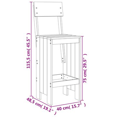 vidaXL 5-tlg. Gartenbar-Set Grau Massivholz Kiefer