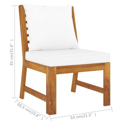 vidaXL 6-tlg. Garten-Lounge-Set mit Auflagen Creme Massivholz Akazie