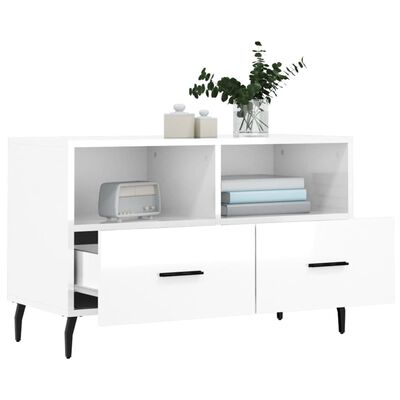 vidaXL TV-Schrank Hochglanz-Weiß 80x36x50 cm Holzwerkstoff