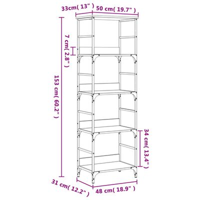 vidaXL Bücherregal Räuchereiche 50x33x153 cm Holzwerkstoff