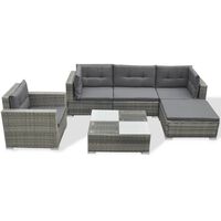 vidaXL 6-tlg. Garten-Lounge-Set mit Auflagen Poly Rattan Grau