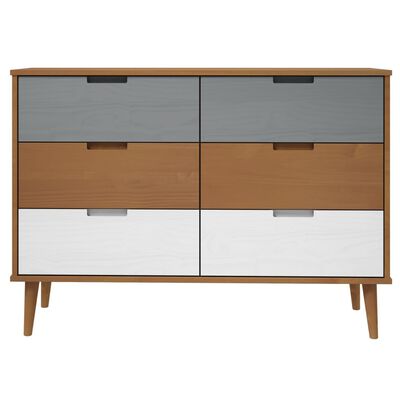 vidaXL Schubladenschrank MOLDE Braun 113x40x80 cm Massivholz Kiefer