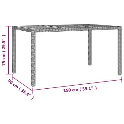 vidaXL 7-tlg. Garten-Essgruppe mit Kissen Grau Poly Rattan