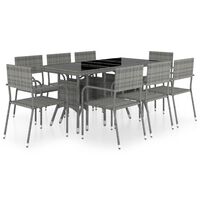 vidaXL 9-tlg. Garten-Essgruppe Poly Rattan Anthrazit und Grau