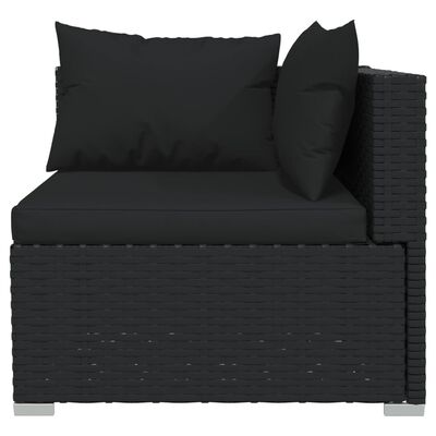 vidaXL 9-tlg. Garten-Lounge-Set mit Kissen Schwarz Poly Rattan